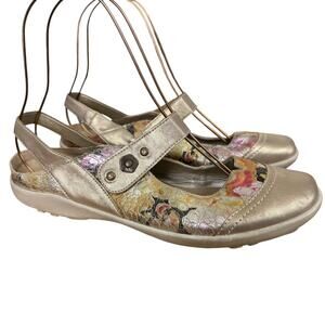 Remonte R3427 Everyday Casual Shoes Leather Metallic Floral Comfort Flat 41/ 9.5